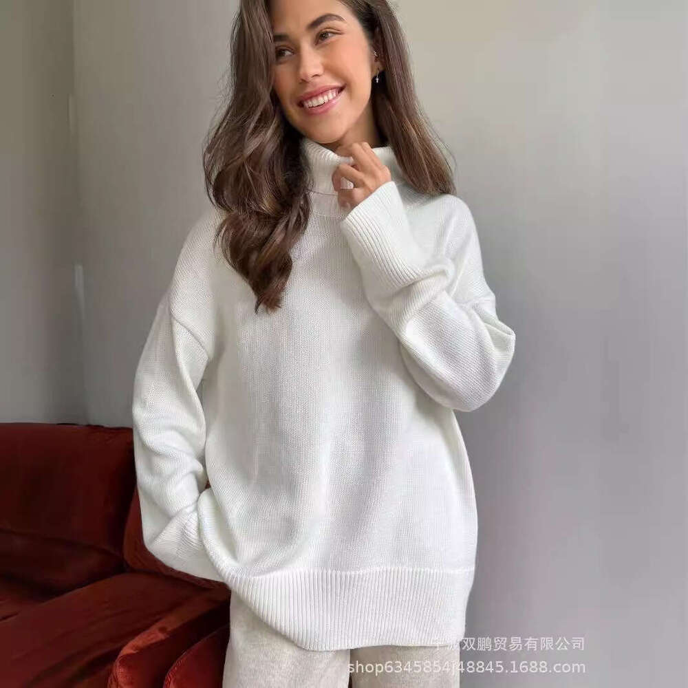 Autumn And Winter Solid Color Turtleneck Comfortable Loose Versatile Basic Pullover Sweater For Women B5 b7