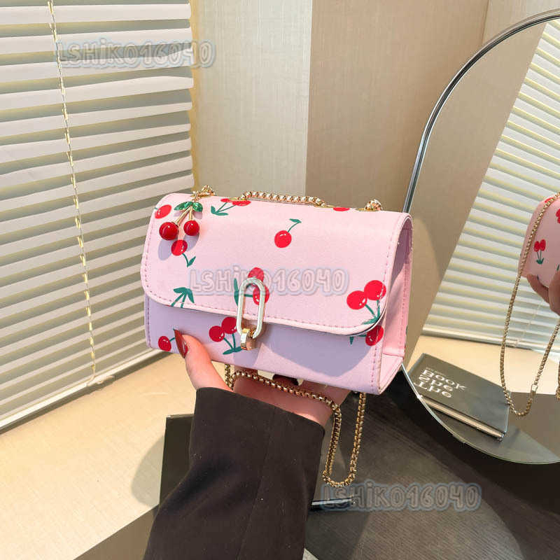2025 New Fashionable Casual Saddle Bag Style Fresh Sweet Cherry Print Single Shoulder Crossbody Bag H250804