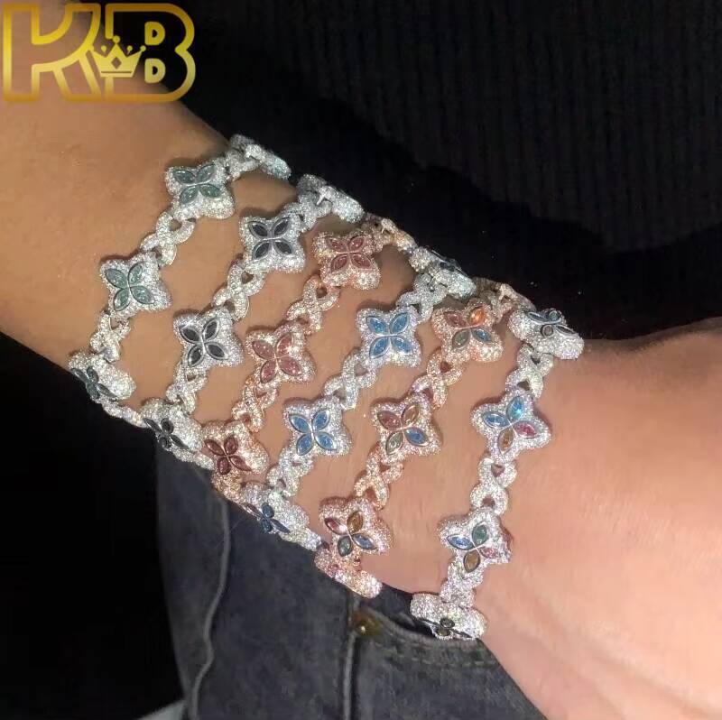 Best Selling Moissanite Diamond 925 Sterling Silver Rhodium Plated Moissanite Bracelet Men Cuban Link Bracelet