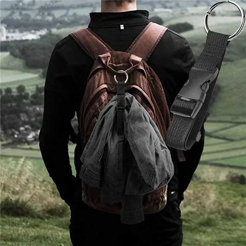 Holiday Travel Portable Black Nylon Suitcase Hanging Bag with Zinc Alloy Hiking Buckle Strap with External Hook Strap G250802