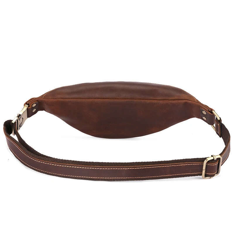 Men's Crazy Horse Leather Belt Classic Retro Crossbody Outdoor Storage Mountaineering Mobile Phone Bag