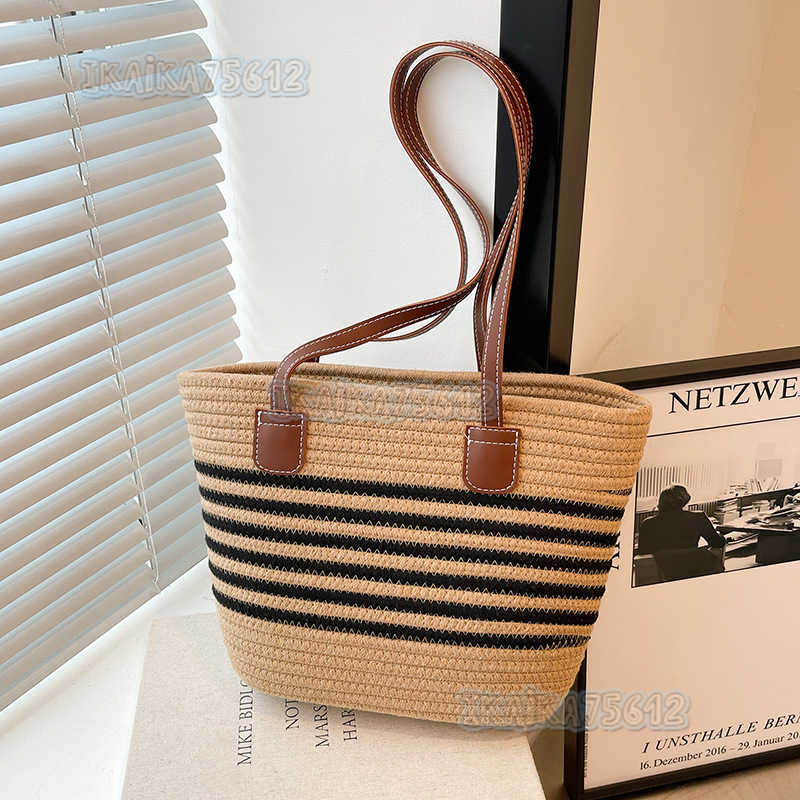 Casual Beach Tote Bag Large Capacity Woven Shoulder Bag Straw Bag for Women Summer Personality Straw Bag Bucket Bag H250804