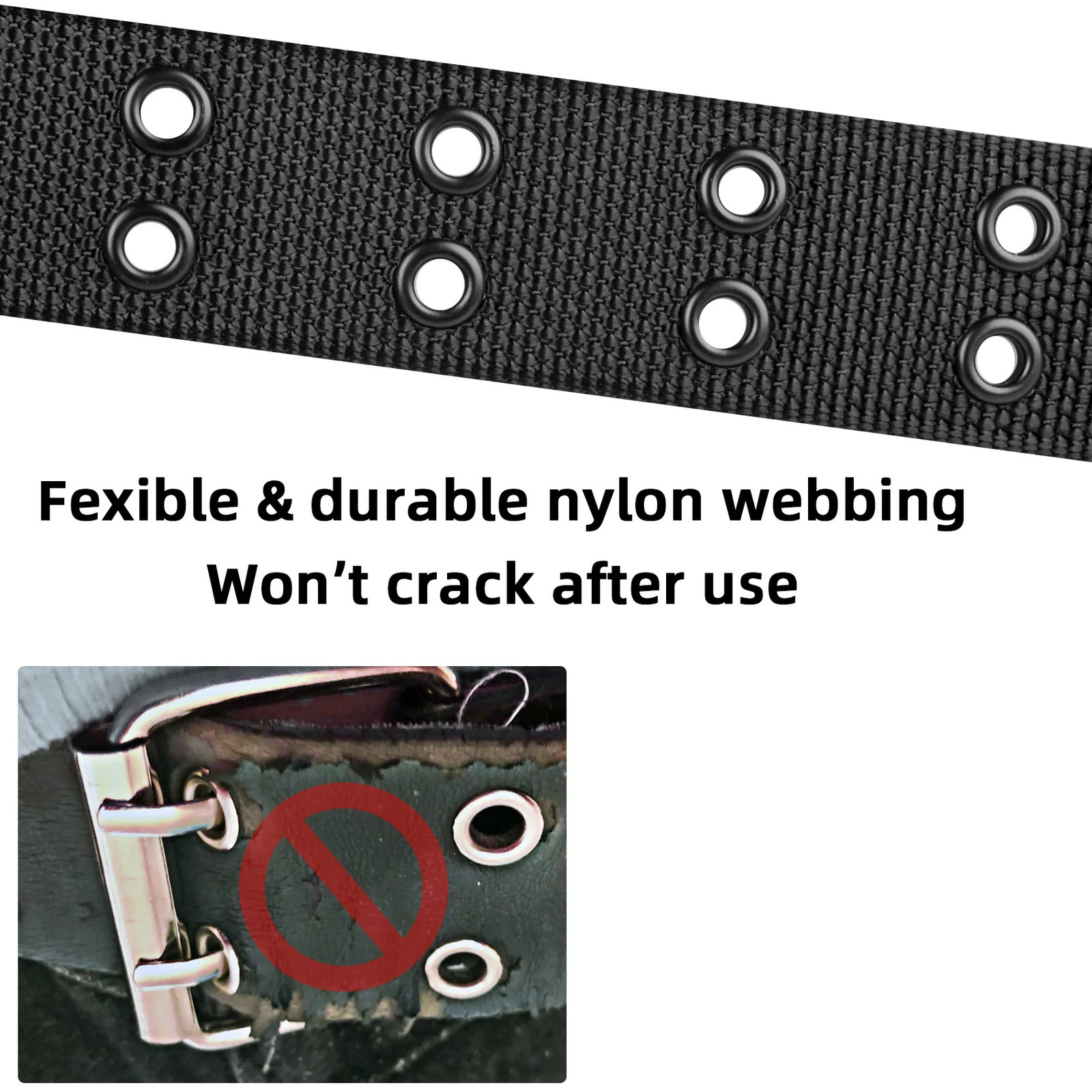 Drizzte Grommet Nylon Belt Big Size 39 to 67 170cm Double Prong Punk for Men Women 250730