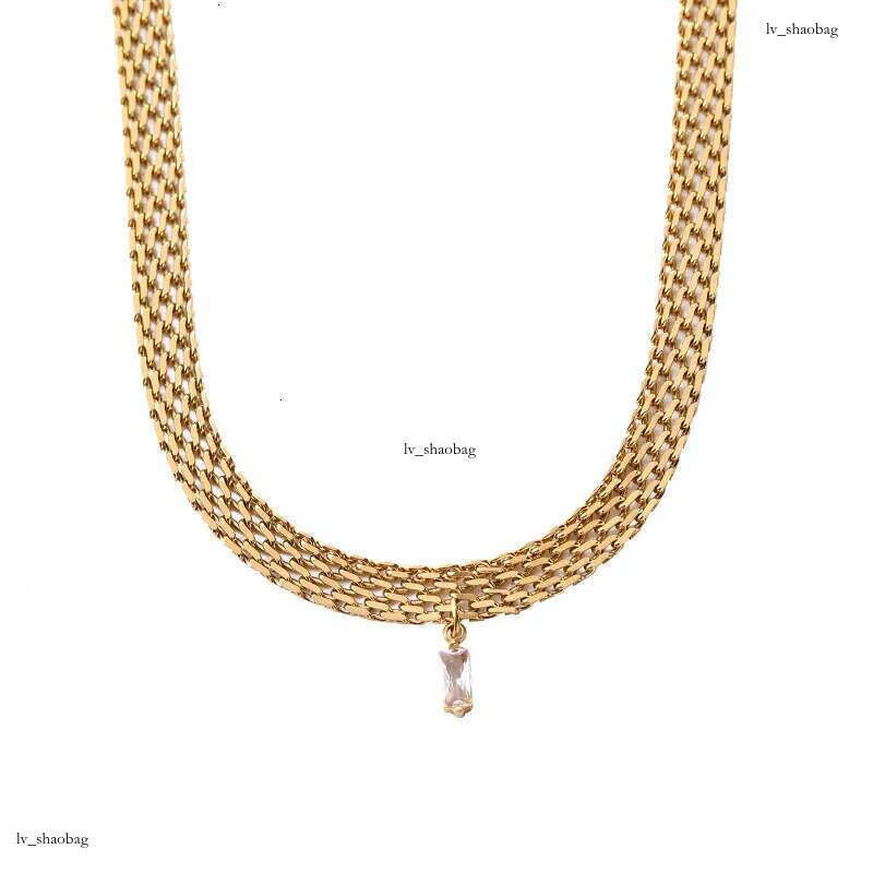 DHcollections Ins Niche Design Chain Inlaid Snake Bone for Women Gold-Plated Non-Fading Titanium Steel Necklace