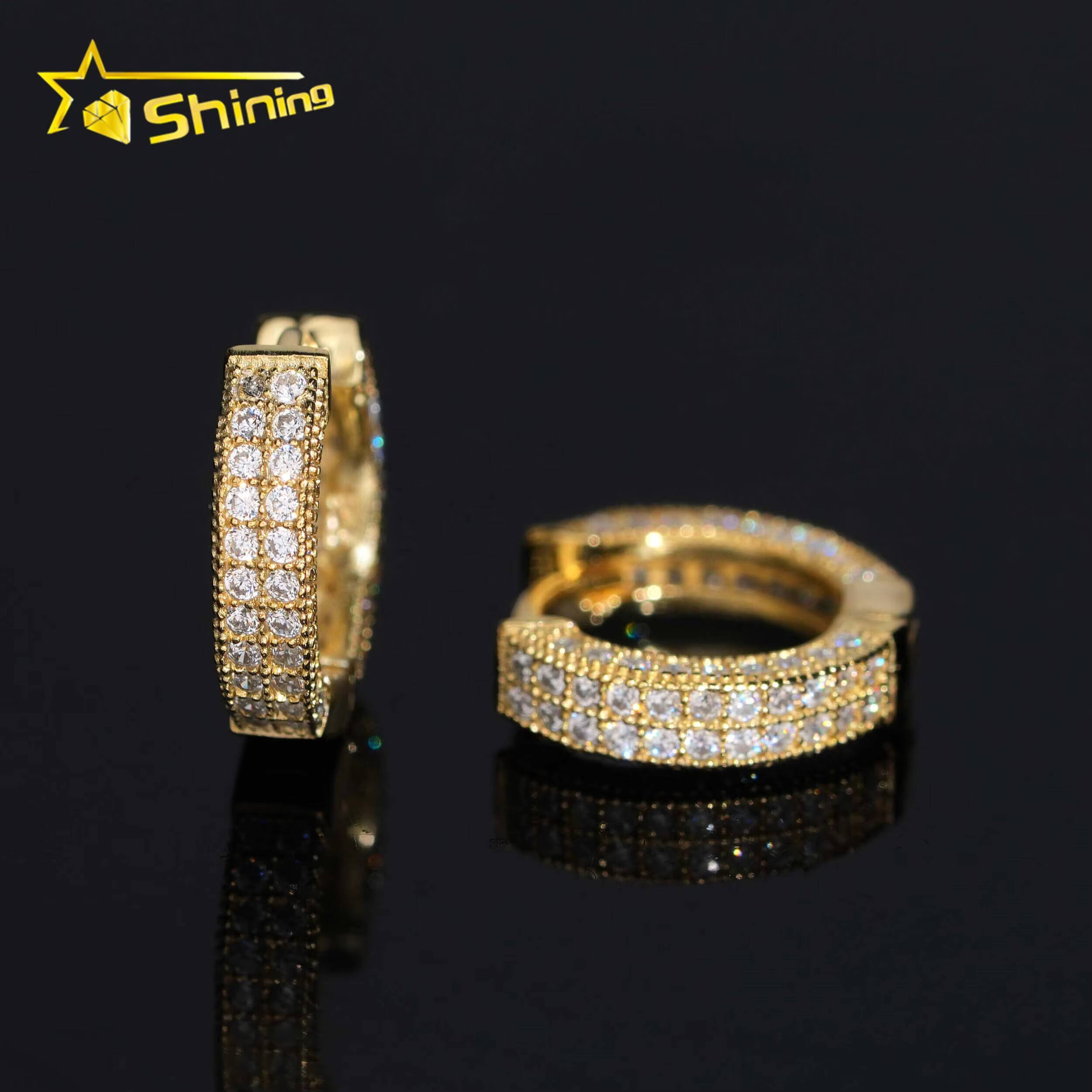 USA Warehouse Fast Shipping Iced Out Sparkling Earrings 925 Sterling Silver Moissanite Diamond Hoop Earring