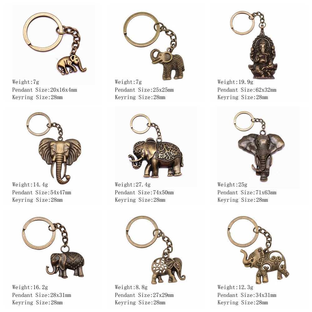 New Fashion Men Car Keychain Key Ring DIY Metal Holder Chain Vintage Elephant Ancient Bronze Silver Color Pendant Gift G250802