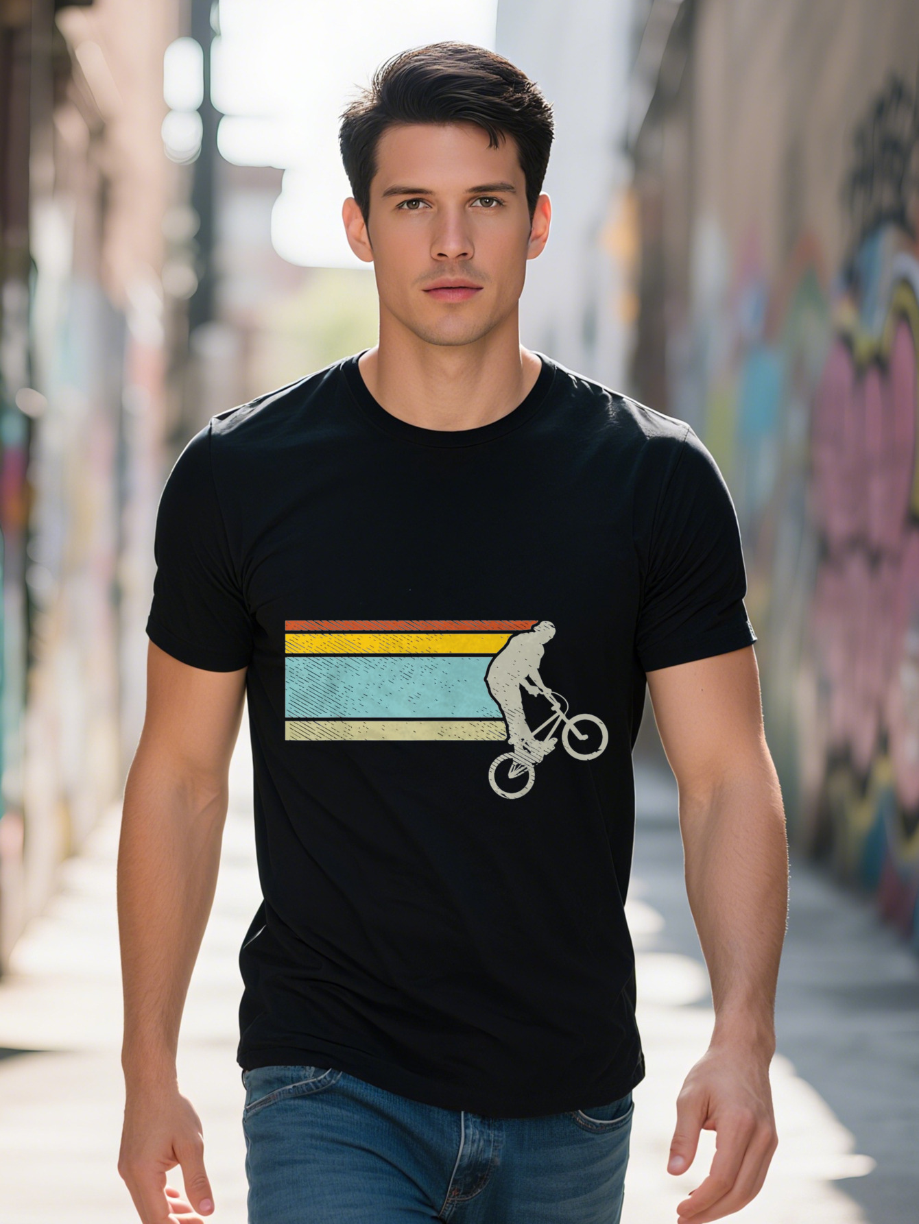 BMX Wheelie Bike Trick Vintage Flatland Cycling Bicycle Gift T-Shirt 3d2f6 292f4
