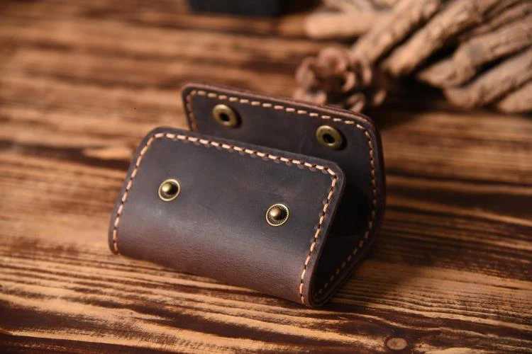 FANCODI Handmade Vintage Genuine Leather Key Holder Men Keychain Cover Leather Key Wallet Men Key Case Bag Women Key Organizer G250802