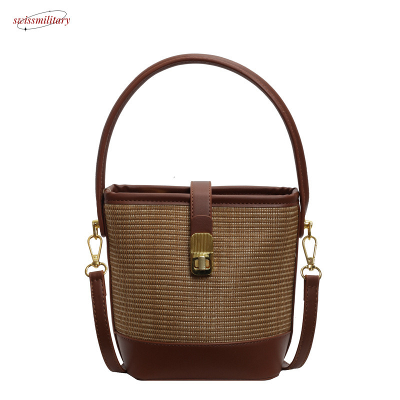 Denim Patchwork Handbag for Women 2025 New Versatile Personality Sequin Bucket Single Shoulder Crossbody Bag swissmilitary