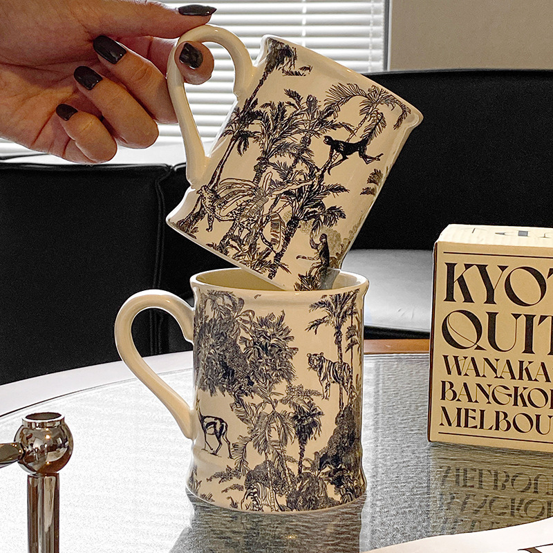 French Style Ceramic Water Microwave Safe Individual Color Box Office Niche Ins Milk Oatmeal Cup