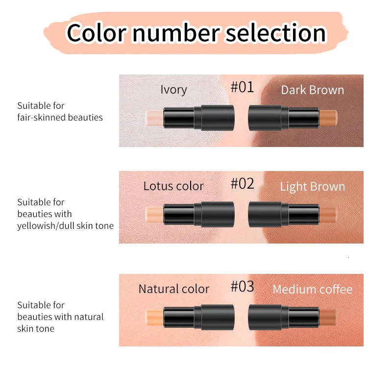Double-headed Contour Stick Face Brown Bronzer Foundation Make Up Pen Smooth Contour Shadow Highlight Concealer Cosmetics 250730
