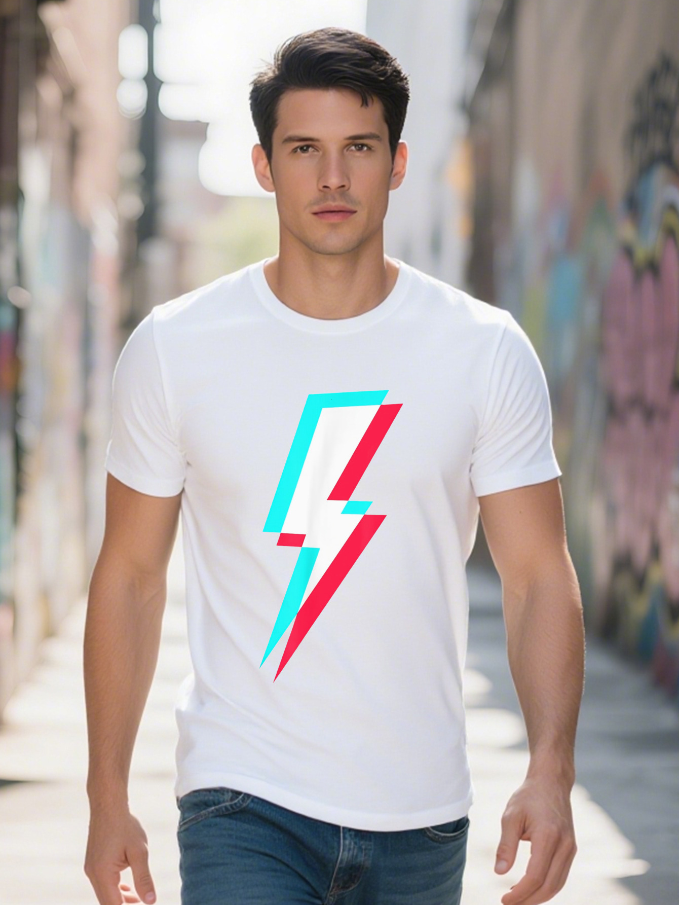 Men S T-shirt g Cotton Lightning Symbol Power Electricity Bolt Graphic T Shirt 413eb