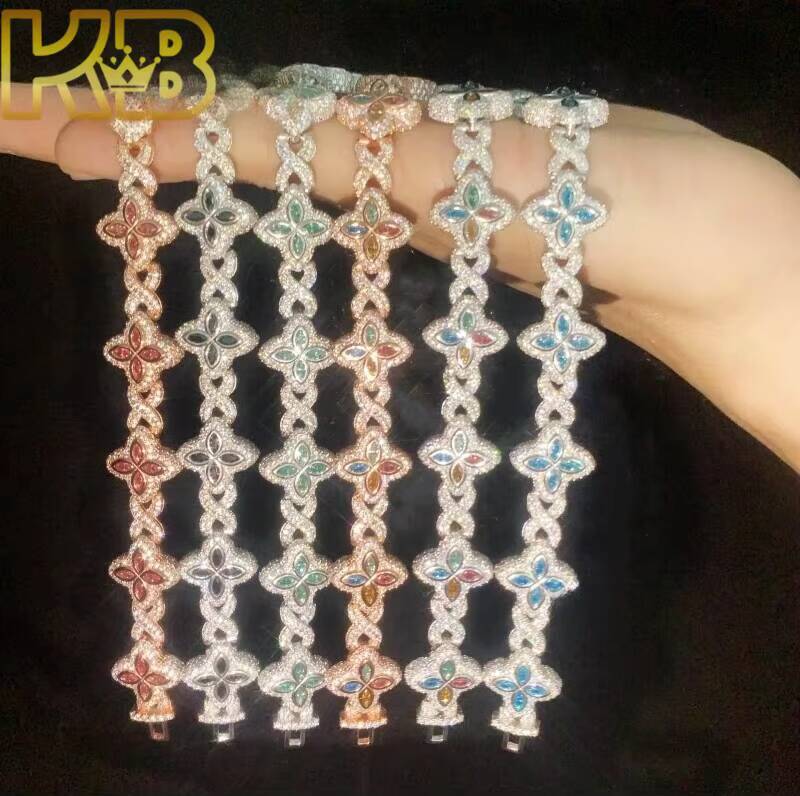 Best Selling Moissanite Diamond 925 Sterling Silver Rhodium Plated Moissanite Bracelet Men Cuban Link Bracelet