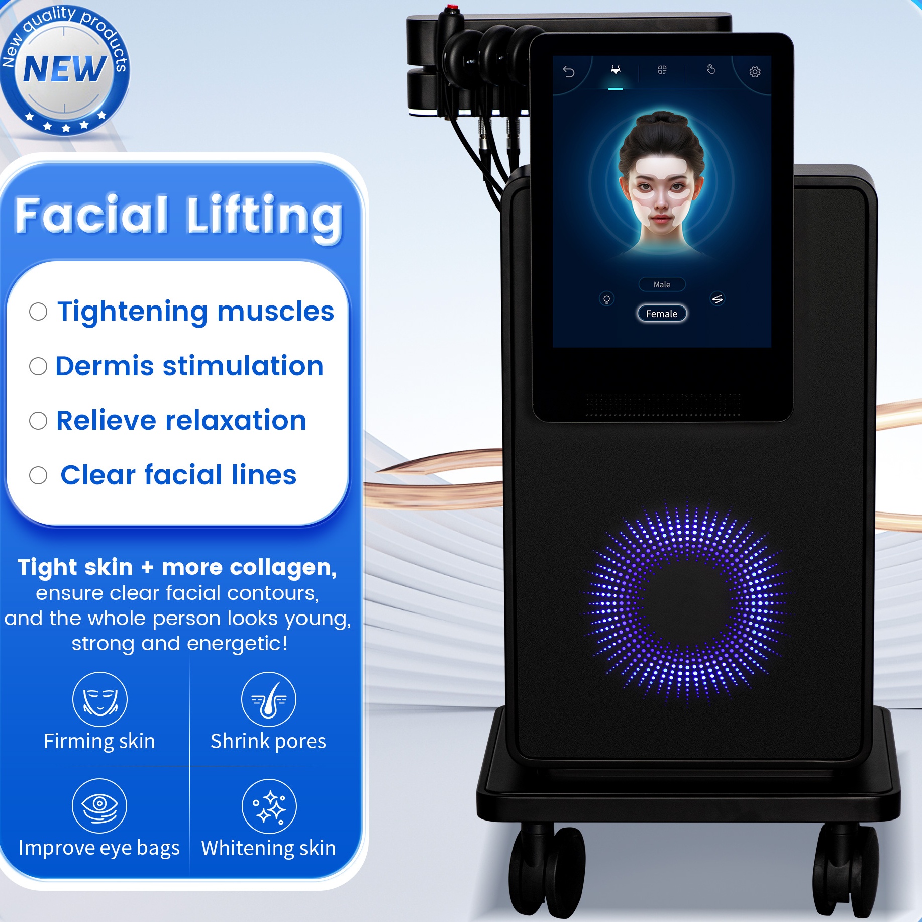 EMS RF Face Lifting Beauty Equipment EMS Lifting Machine Anti-aging Device Wrinkle Removal Microcurrent