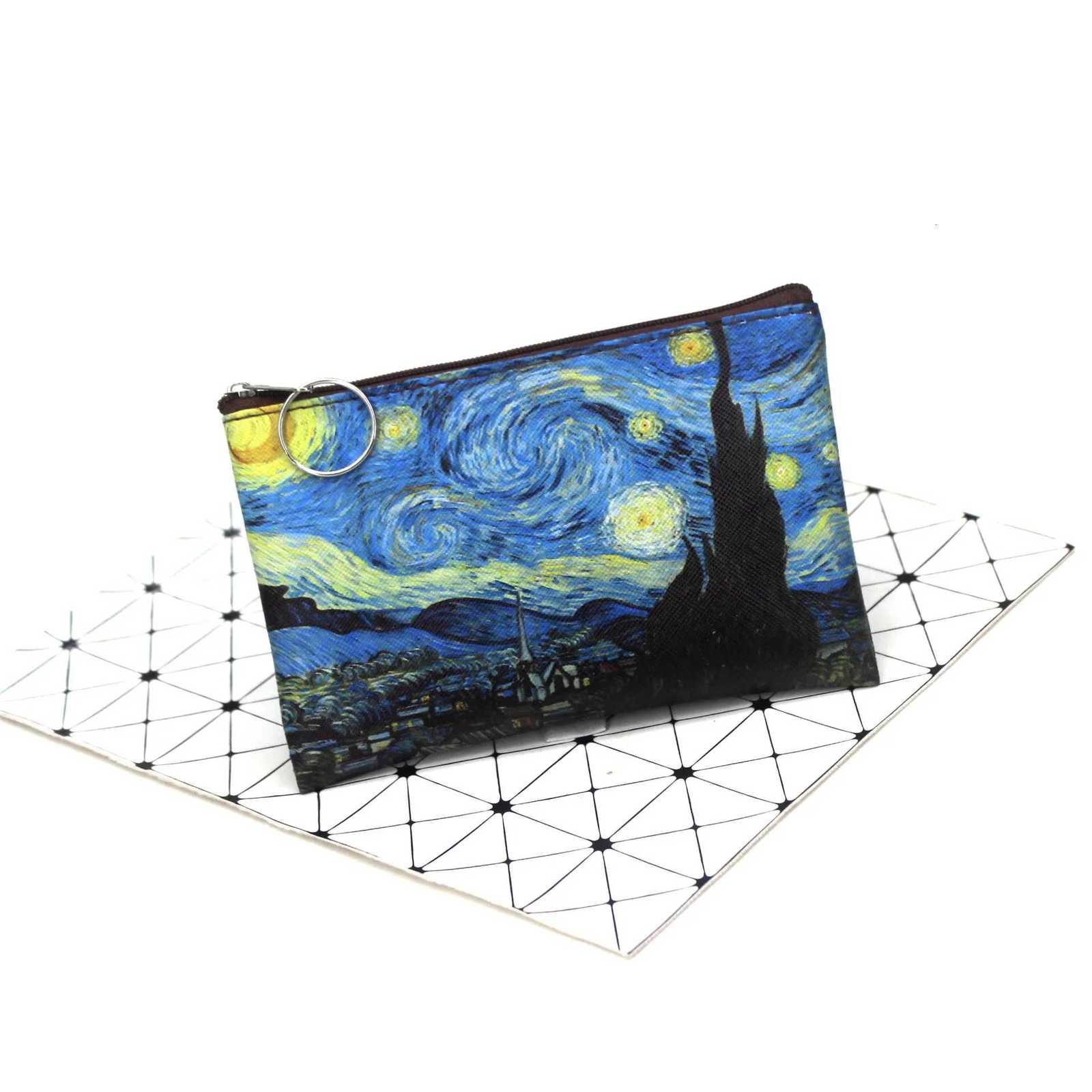 Vintage Oil Painting Canvas Cosmetic Bag Van Gogh Art Sunflower Star Moon Night Makeup Pouch Bag Travel Coin Purse Wallets Women G250802