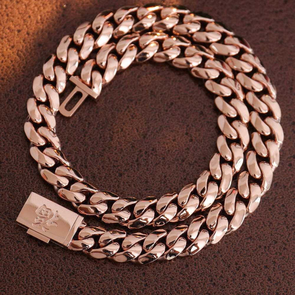 Custom 18K 14K 10K Solid Real Rose Gold 9mm Cuban Link Chain Handmade Fashion Jewelry Fine Necklaces Solid Gold Jewelry for Men