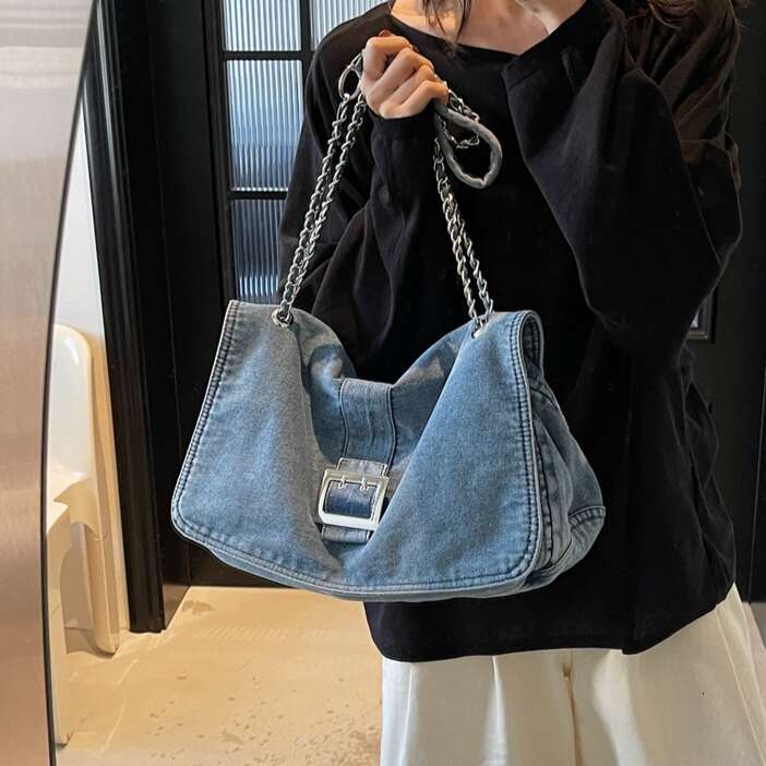 Denim Women 2025 designer New Fashion Large Capacity Chain Shoulder High-end bags Commuter Tote Bag