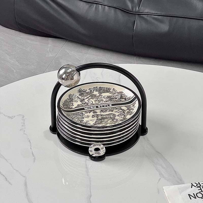 Light Luxury Ceramic Bone Dish Set with Ink Painting Design, Multi-purpose Small Household Fruit Plates, Can Be Used as Gifts