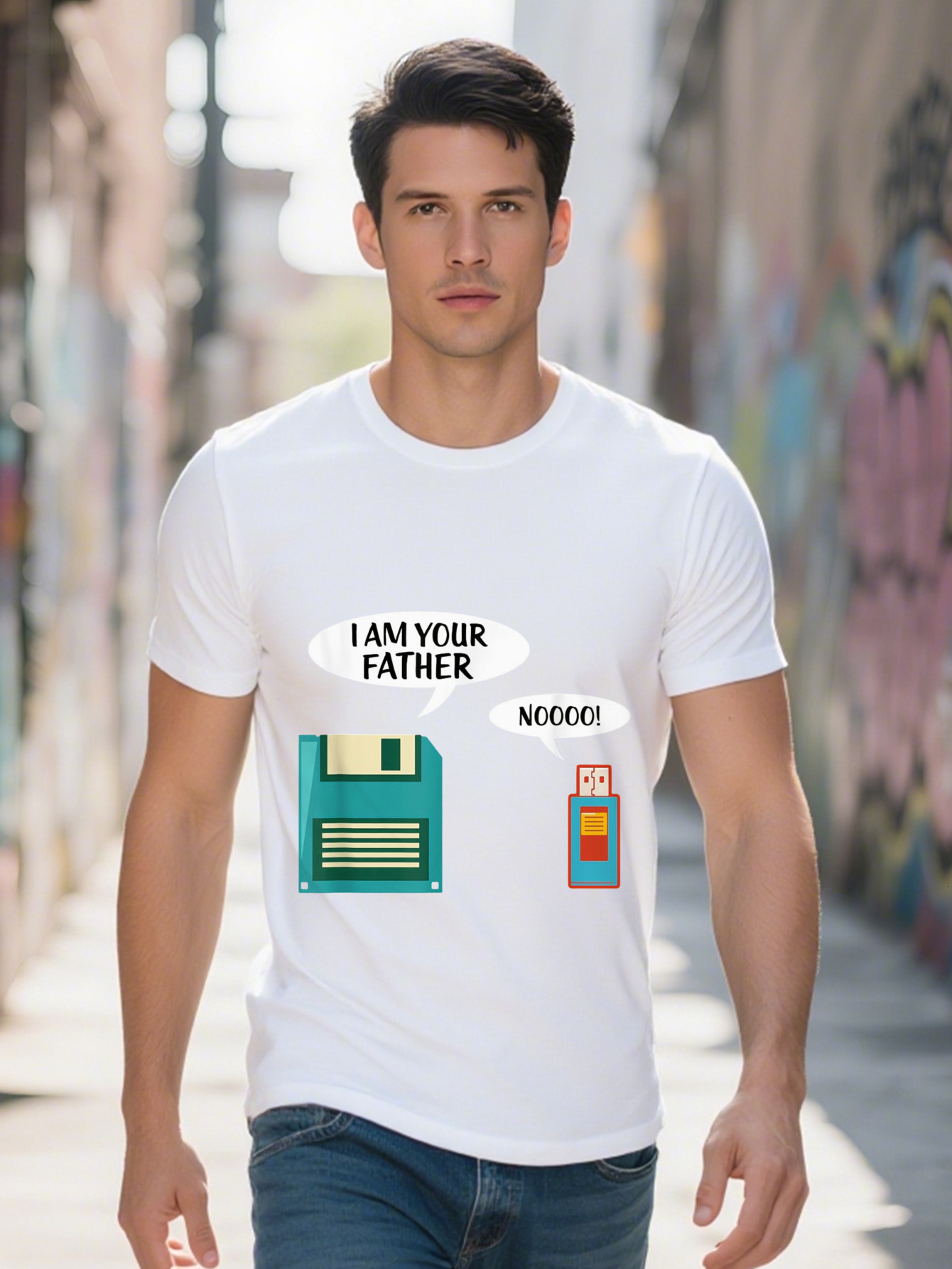 I Am Your Father USB Floppy Disk IT Computer Geek Nerd T Shirt 2137a