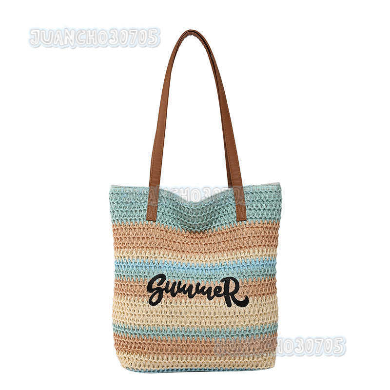 2025 New Style Straw Woven Bag for Women Large Capacity Shopping Bag Striped Beach Bag Artistic Lightweight Tote Bag H250804