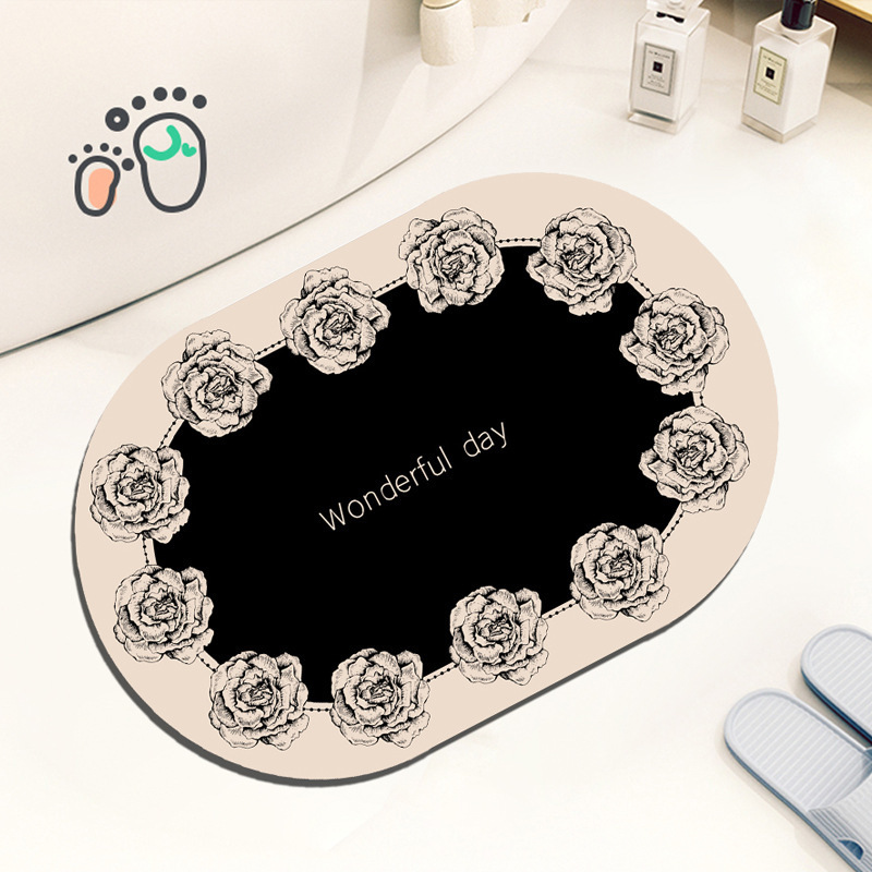 Light Luxury French Style Bathroom Mat Toilet Door Absorbent Quick-Dry Non-Slip Diatomaceous Earth Mat 250804