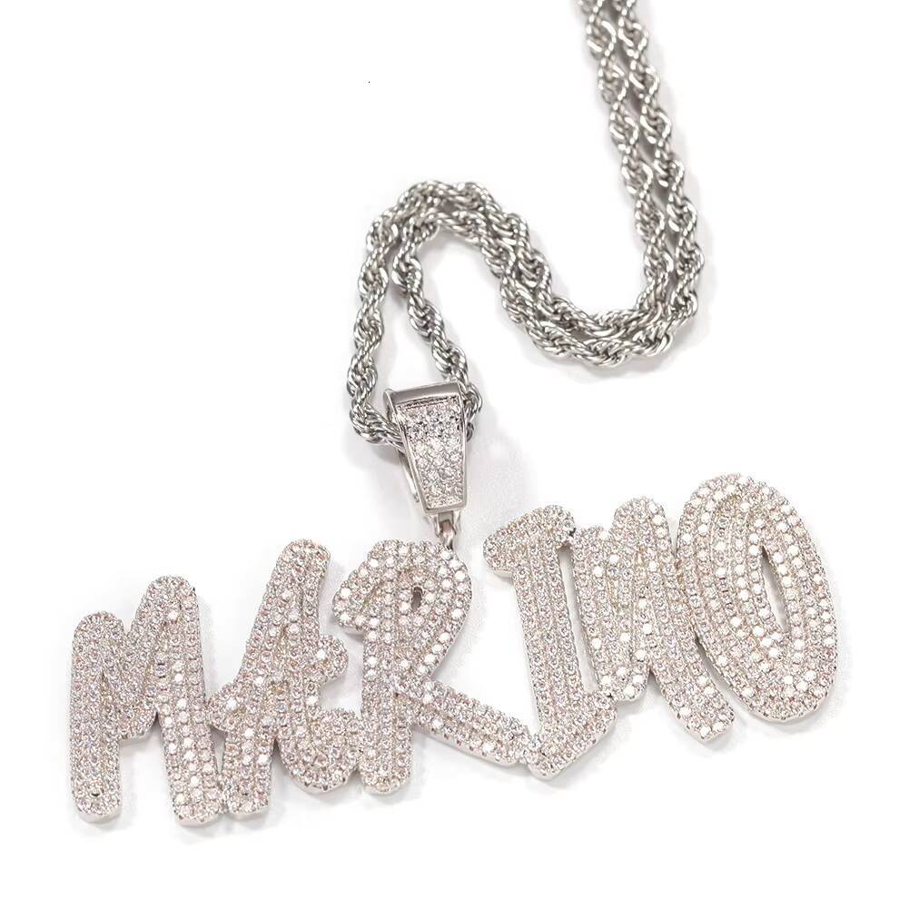 Hip Hop Iced Out Jewelry Cuban Link Moissanite Diamond S925 Sterling Silver Letter Custom Necklace Women Jewelry