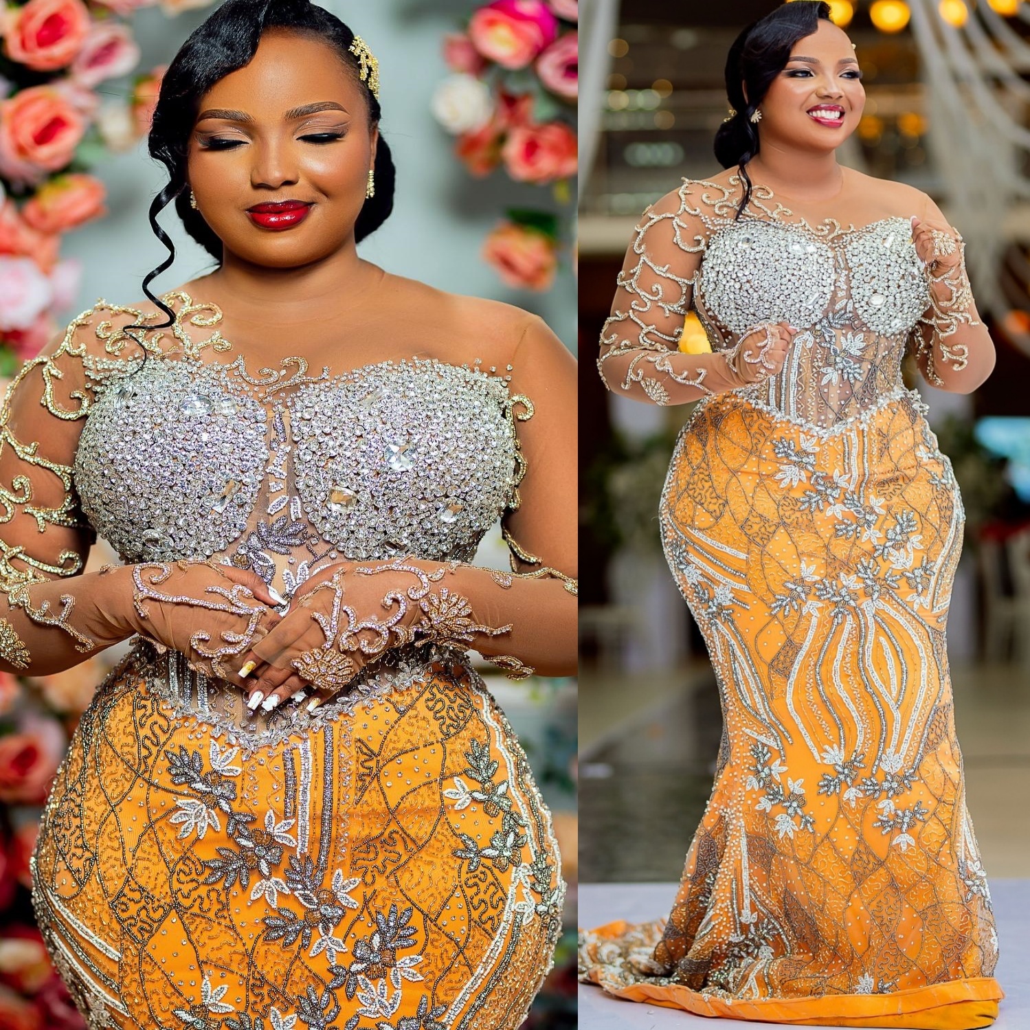 Yellow Mermaid Prom Dresses 2025 Luxurious Beaded Crystals Evening Formal Party Second Birthday Engagement Gowns Plus Size Dress For Special Occasions