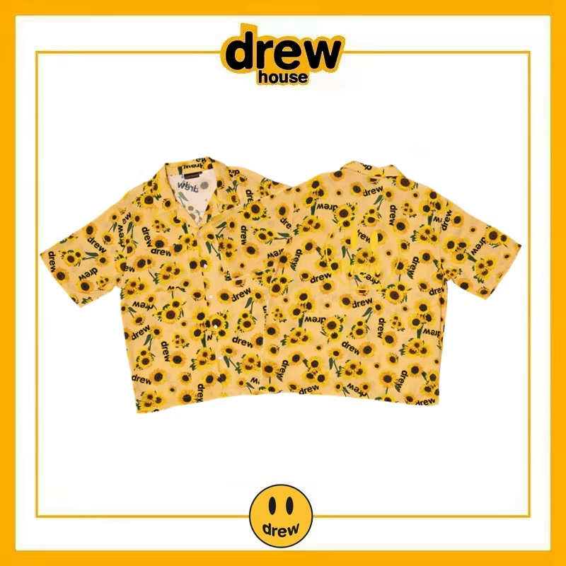 DREW HOUSE Sunflower shirt men's trend Loose couple Hawaiian half-sleeved floral shirts