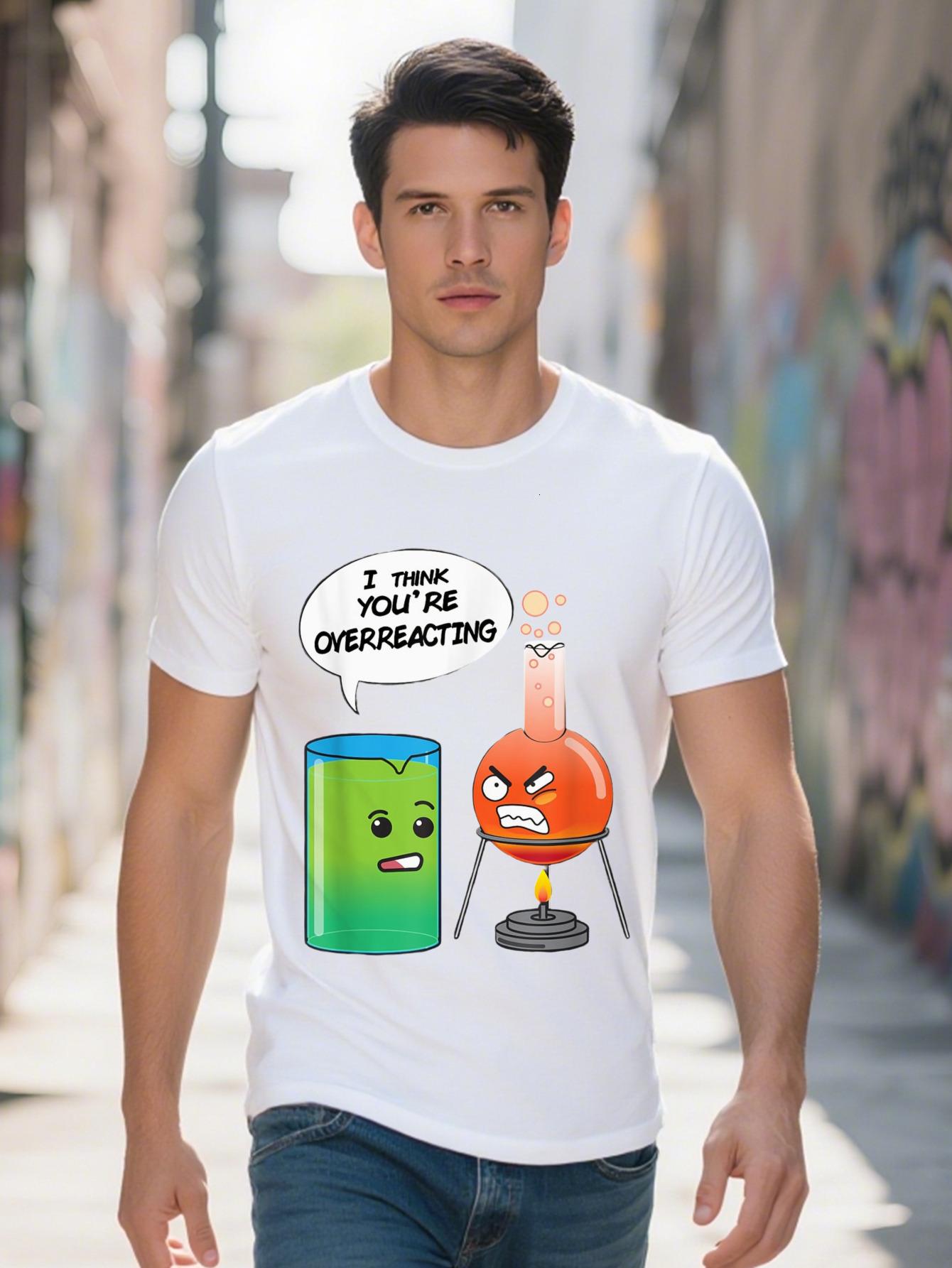 I Think You're Overreacting Funny Science Chemistry T Shirt 566f2