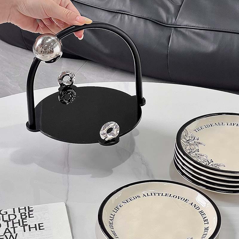 Light Luxury Ceramic Bone Dish Set with Ink Painting Design, Multi-purpose Small Household Fruit Plates, Can Be Used as Gifts