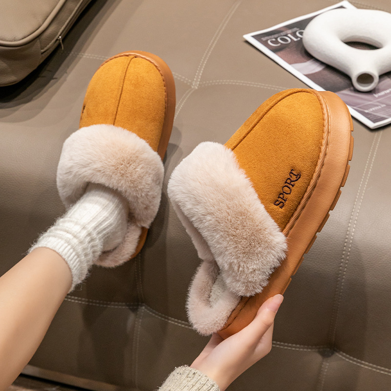 2025 Women's thick - soled cotton slippers for outdoor and indoor use in winter non - slip warm suitable for in spring and autumn also post - par