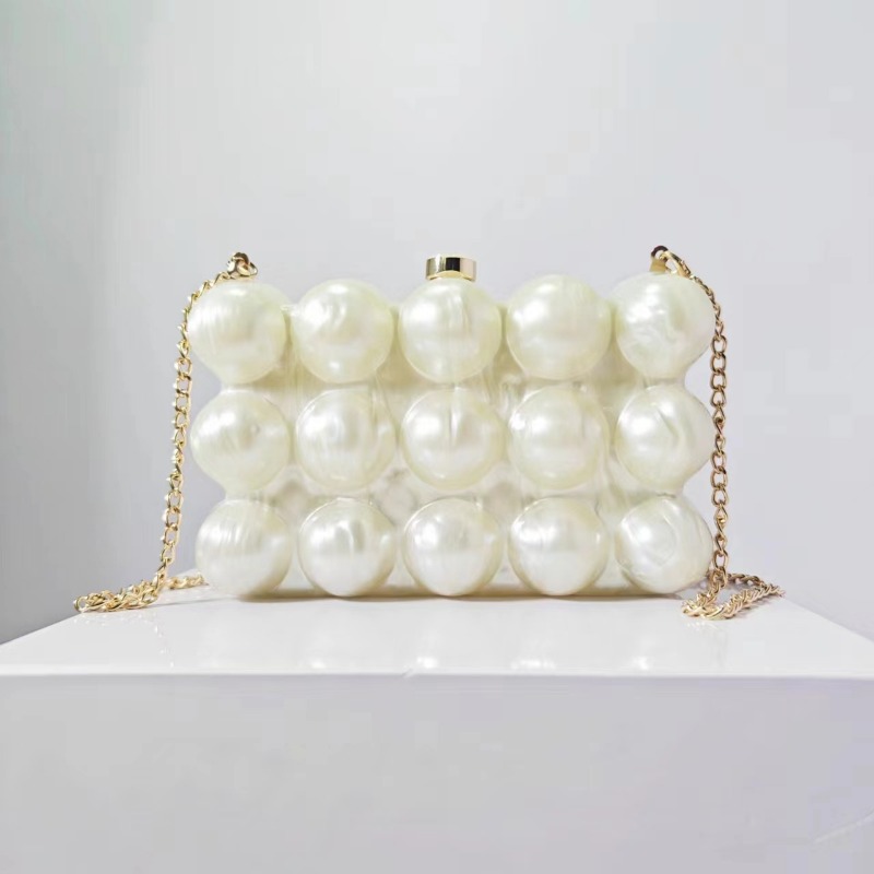 Elegant Pearlescent Acrylic Shoulder & Messanger Combo Handbag Trendy Evening Accessory