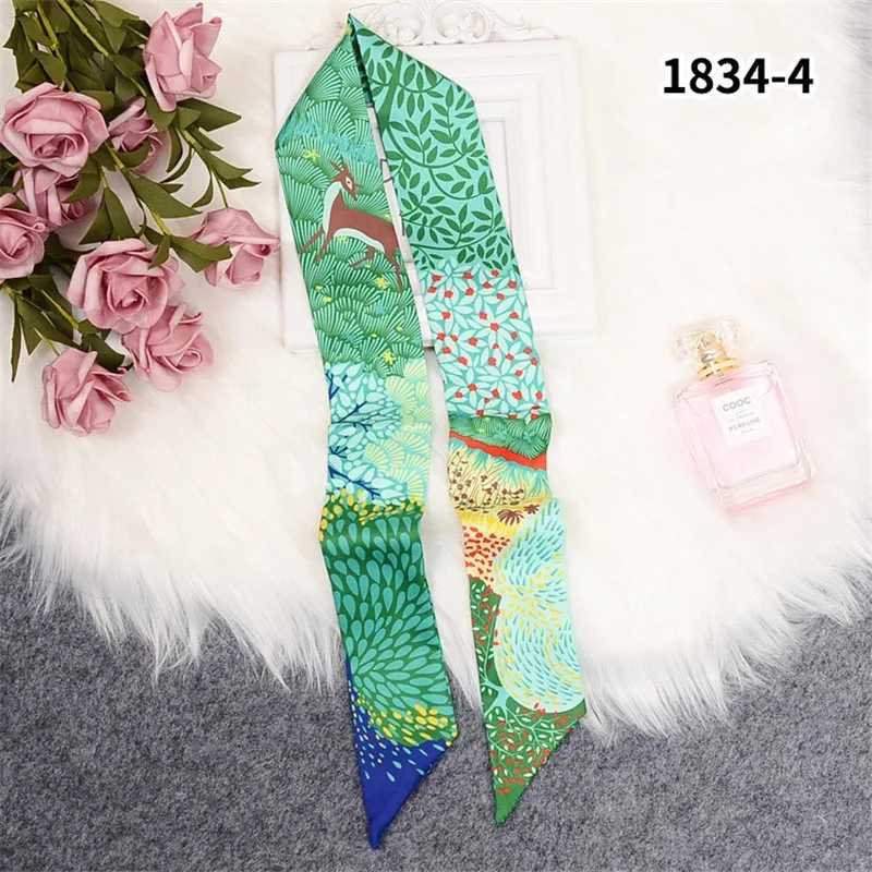 2023 New Luxury Brand Skinny Silk Scarf Bag Scarf for Women Deer Print Scarf Long Handle Bag Scarves Wraps Drop Shipping X250804