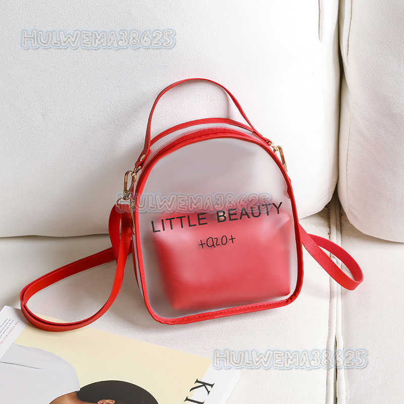 Womens Bag 2025 Autumn Winter New Printed Color Matching Backpack Simple Phone Bag Transparent Double Shoulder Bag Small Bag H250804