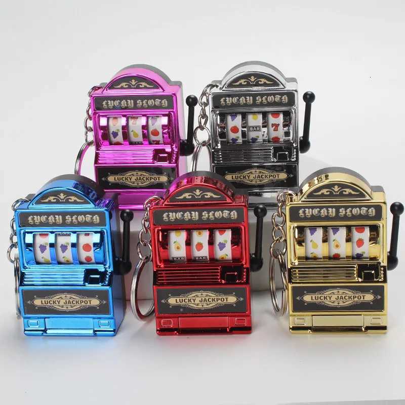 Fruit Slot Machine Keychain Lucky Charm Jackpot Keychains Mini Casino Pendant Bag Charm Novelty Gifts for Kids Adults G250802