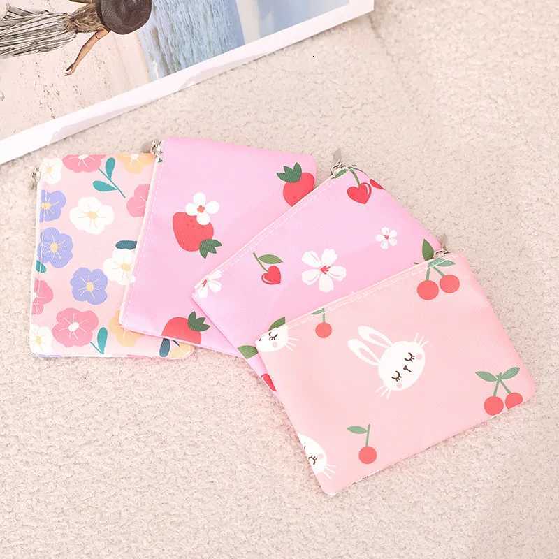 Floral Coin Purse Mini Pocket Wallet Cartoon Fabric Money Pouch Women Coin Card Storage Bag Pink Cherry Daisy Pattern Bag G250802