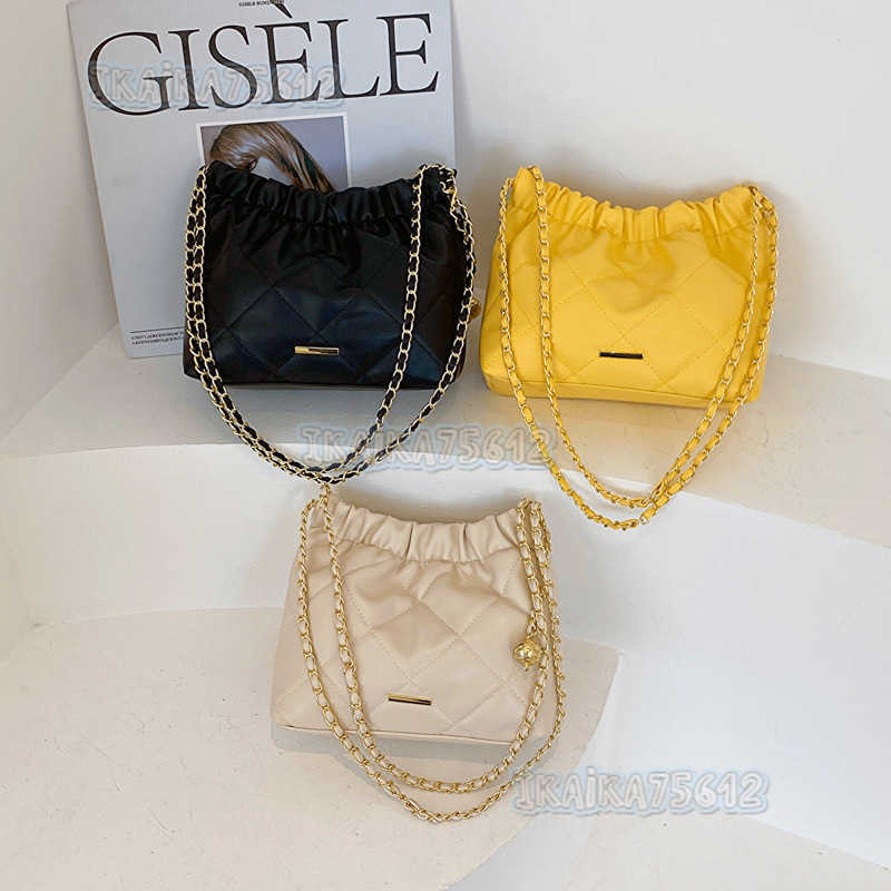Soft Leather Large Capacity Fashion Pleated Chain Shoulder Bag 2025 Summer New Stylish Casual Bag Drawstring Crossbody Bag H250804