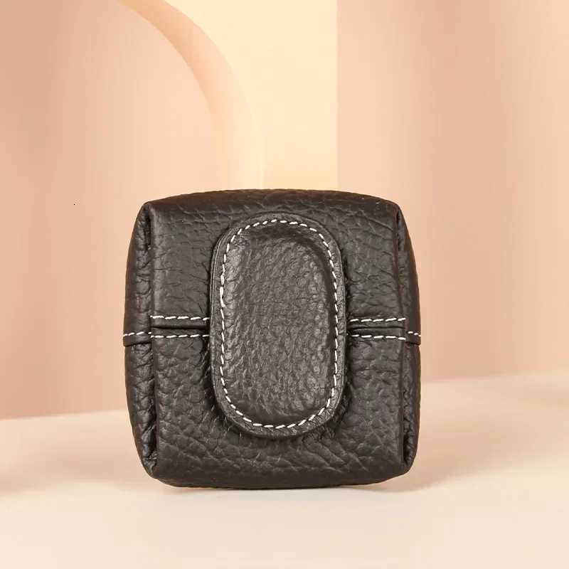 Mini Lychee Pattern Coin Purse Solid Color Buckle Key Earphone Storage Bag Casual Change Pouch for Daily Use G250802