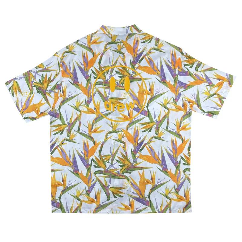 DREW HOUSE New Men's Clothing Bird printed Beach shirt men's and women's loose short sleeve shirt