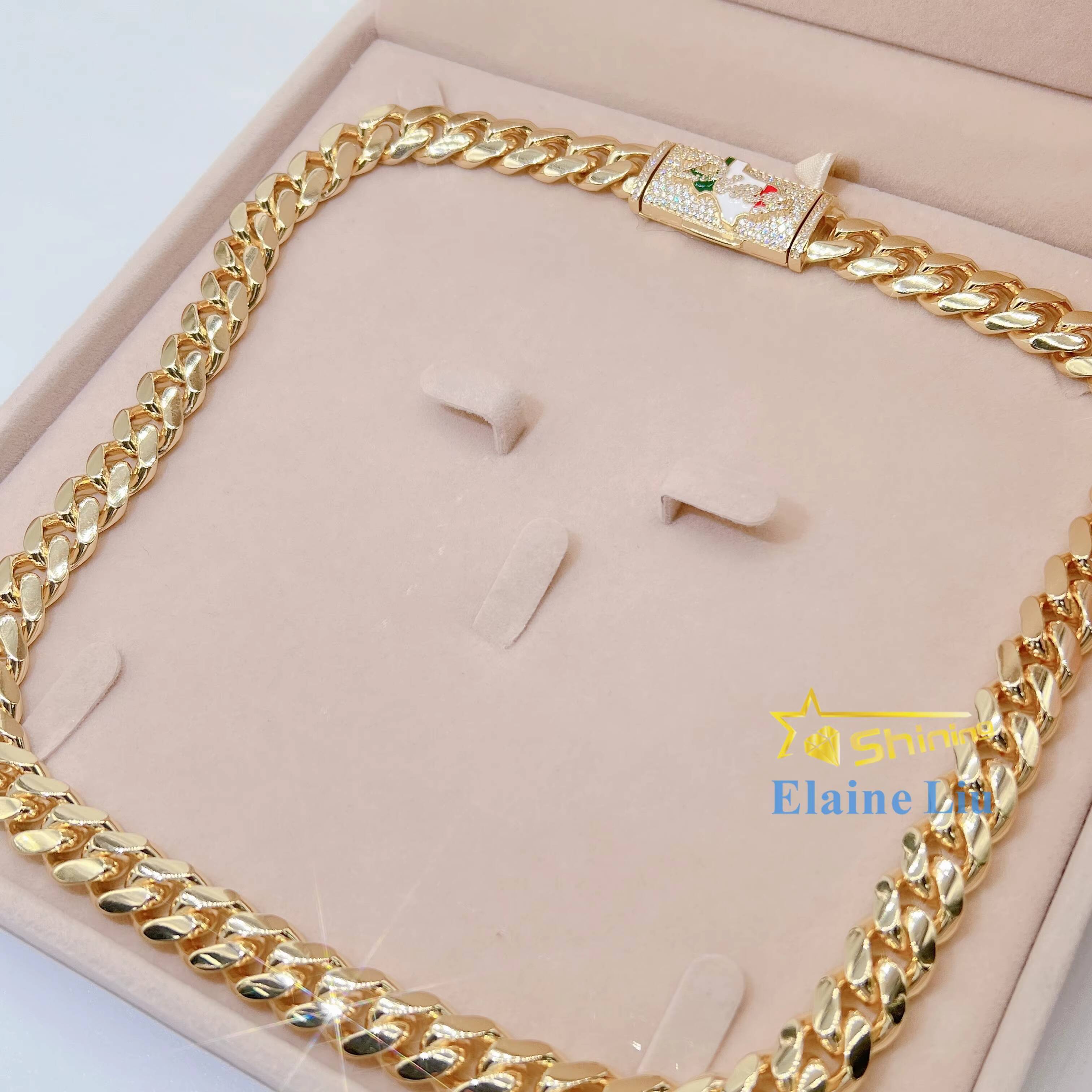 12mm Plain Chain Fashion Jewelry Gra Certificate 925 Sterling Silver Vvs Moissanite Cuban Link Chain