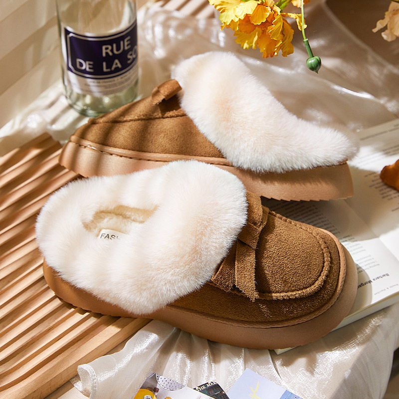 2025 Style Cotton With A Step-On-Dung Feeling Warm Furry Indoor Home Slippers For Autumn And Winter Maternity Women