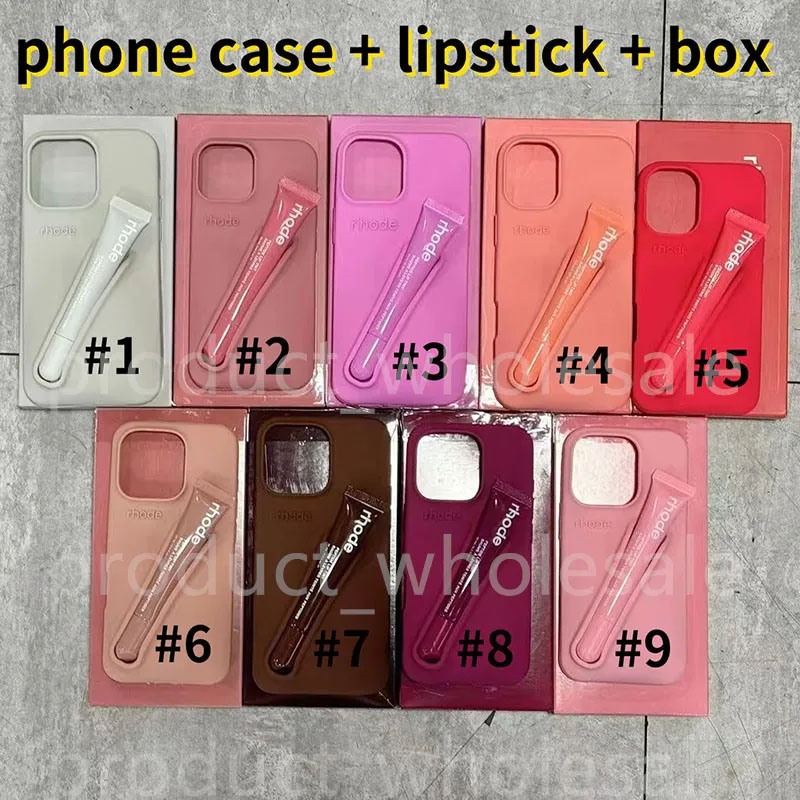 with Box Rhod Lipstick Portable phone Case Design Lip Gloss Lipstick Lip Balm 3D Make Up Silicone Soft Phone Cases for iPhone 16 15 14 plus 13 12 11 Pro Max Holder Cover