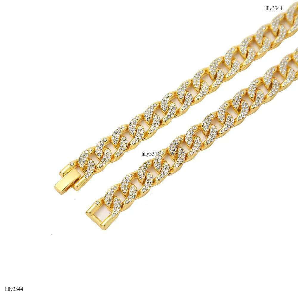 DHCollections Hip Hop for Men Bling Iced Out Cuban Link Chain Gold & Sier Plated Rhinestone Rapper Necklace Fashion Jewellery 18-24 Inch 1 Piece