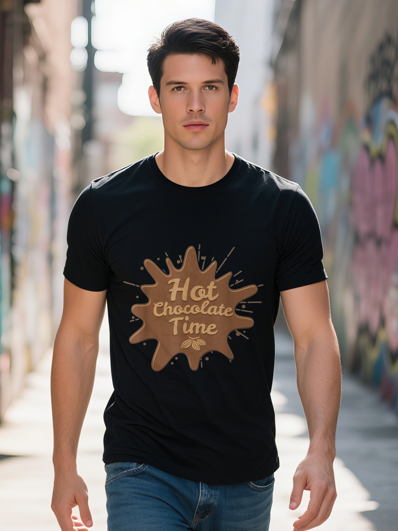 Men's T-shirt Cotton Hot Time Splash Chocolate Cocoa Gift T Shirt e0fb3 194c2