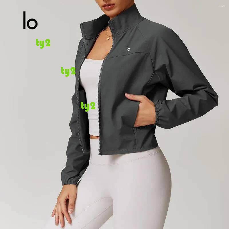 Women's Jackets Long Sleeve Pocket Sports Jacket Women Zip Fitness Yoga Shirt Gym Top Activewear Running Coats Workout Clothes Woman Free Shippin