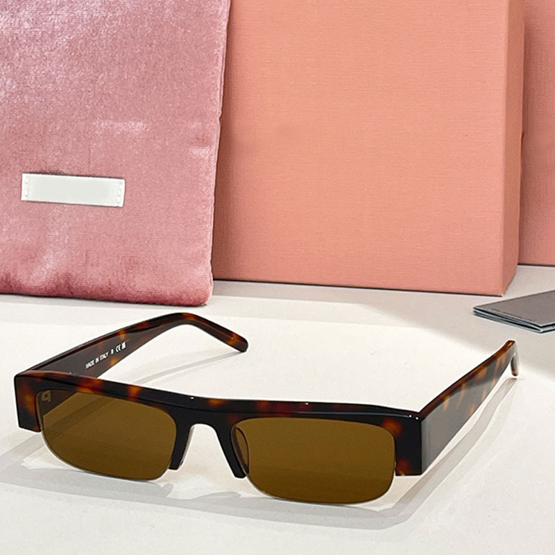Top Designer women Vedette sunglasses MUB07 narrow rectangular half frame acetate style UV100% protective glasses retro tortoiseshell Business lady eyewear