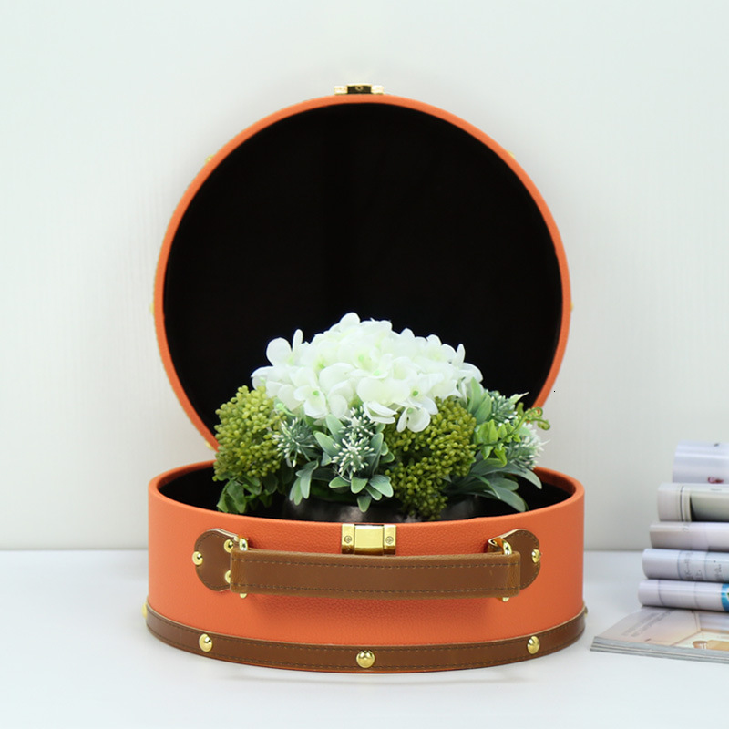 Model Home Furniture Soft Decoration Orange Half-Moon Handheld Ornament Storage Box New Chinese Style Simple