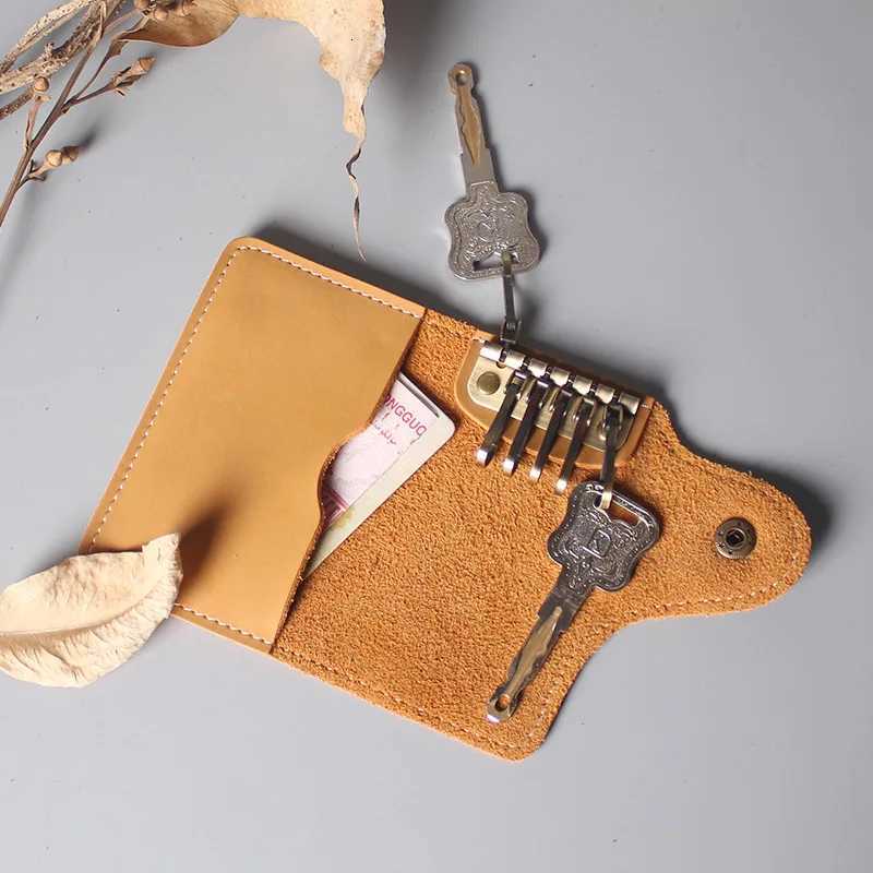 Leather Waist Key Pouch - Multi-Functional Organizer with Card Holder Snap Button Hands-Free Wallet for Men Women G250802
