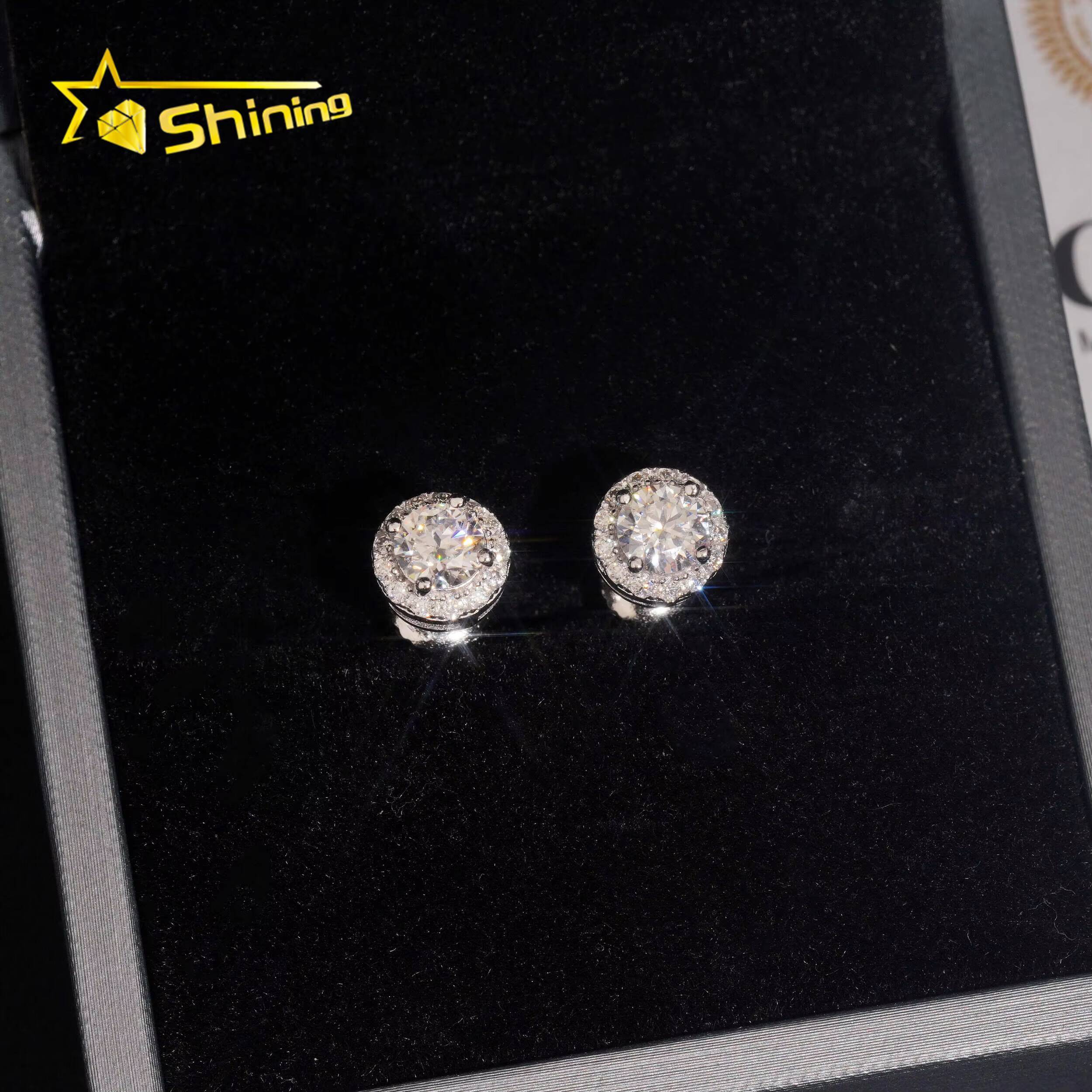 Ready to Ship Classic Prong Setting Hip Hop Earrings 925 Sterling Silver 5MM VVS Round Moissanite Stud Earrings Daily Wear