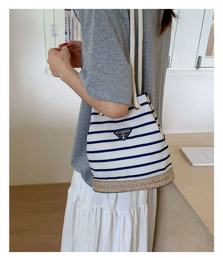 DHpet_wholesale 2025 Striped Drawstring Bucket Bag Vintage Inspired Crossbody & Shoulder Bag for Women, Artistic Chinese Style